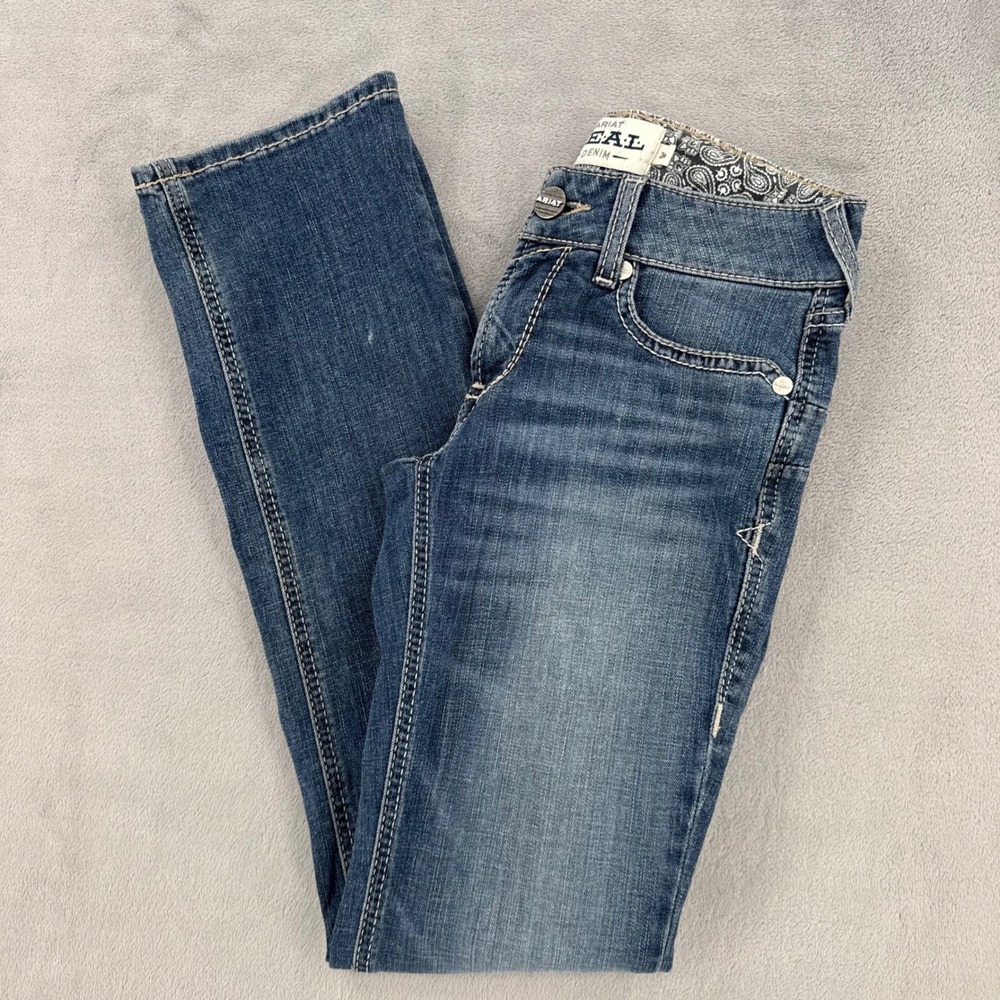 Ariat REAL Denim Jeans Womens 26R Mid Rise Straight Leg Medium Wash Western